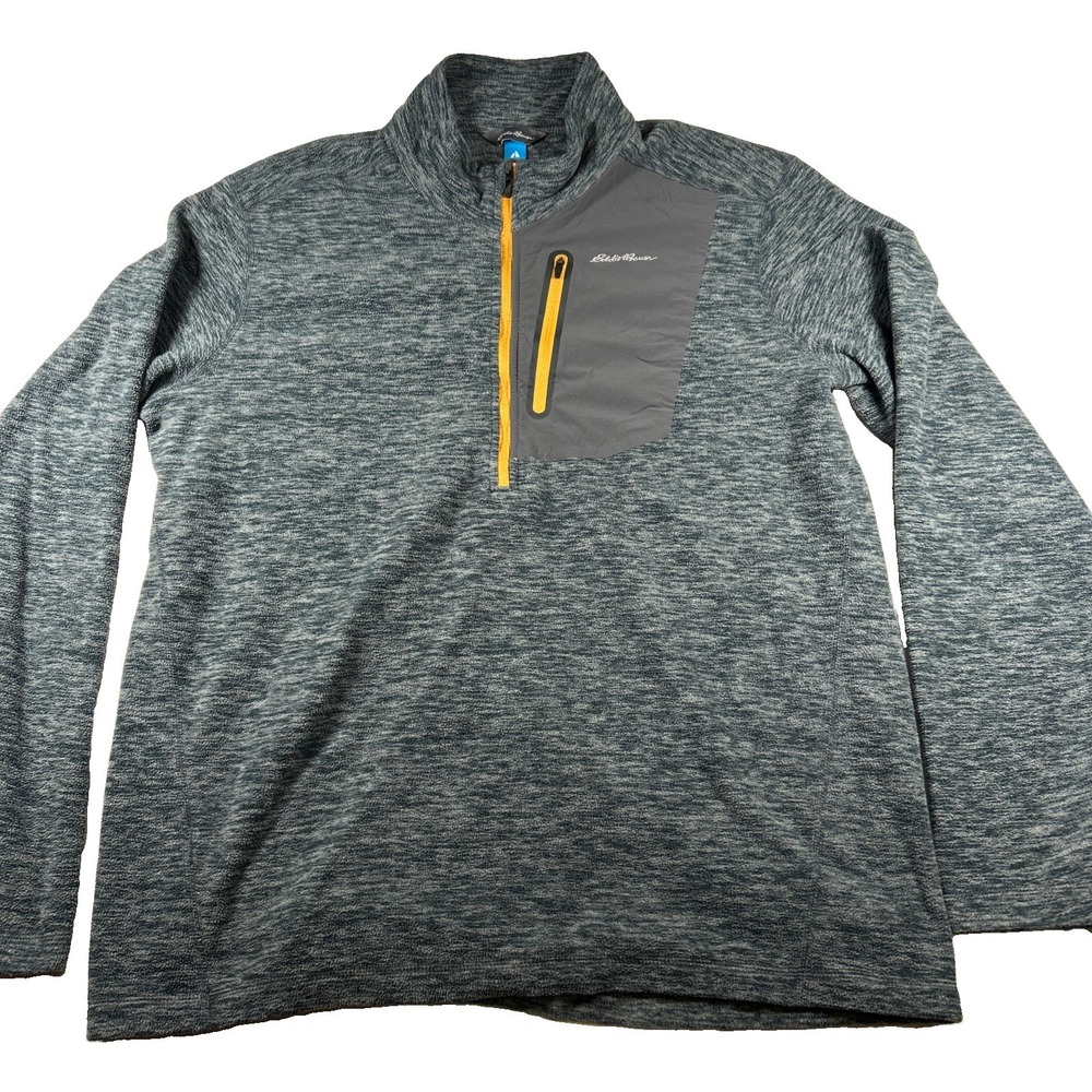 Eddie Bauer Mens TXL First Ascent Fleece Sweater 1/4 Zip Pullover Gray Gorpcore
